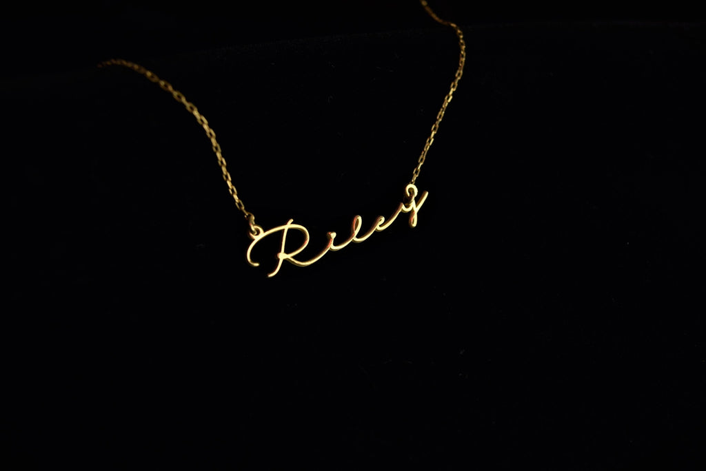 Custom Name Necklace, Sterling Silver Dainty Signature Necklace