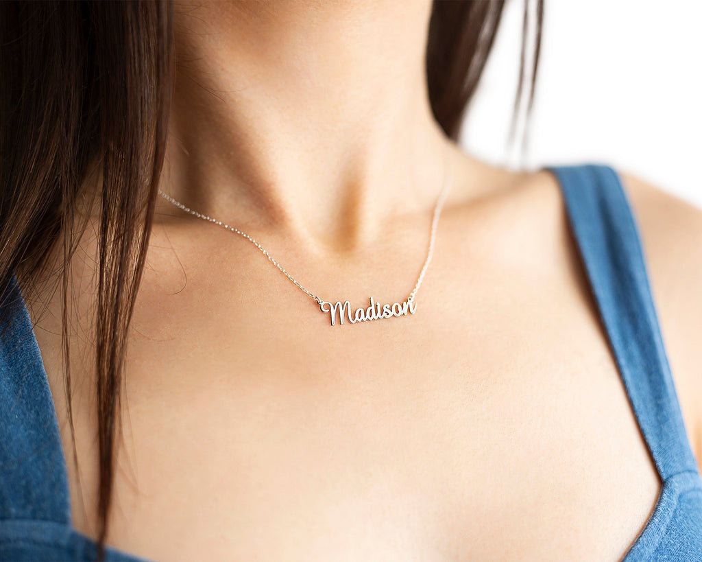 Couples Name Necklace, 925 Sterling Silver Handmade Jewelry Gift