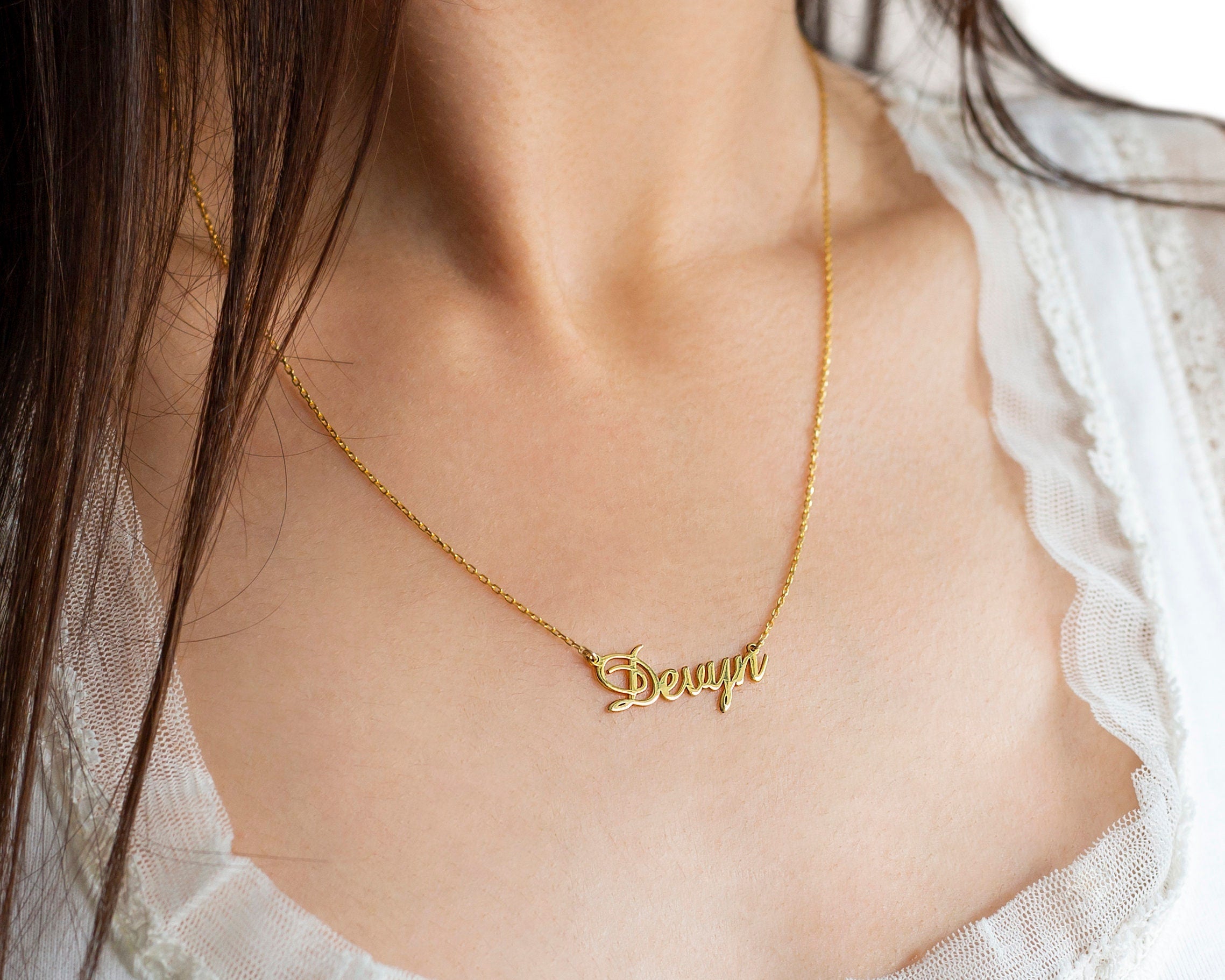 Couples Name Necklace, 925 Sterling Silver Handmade Jewelry Gift