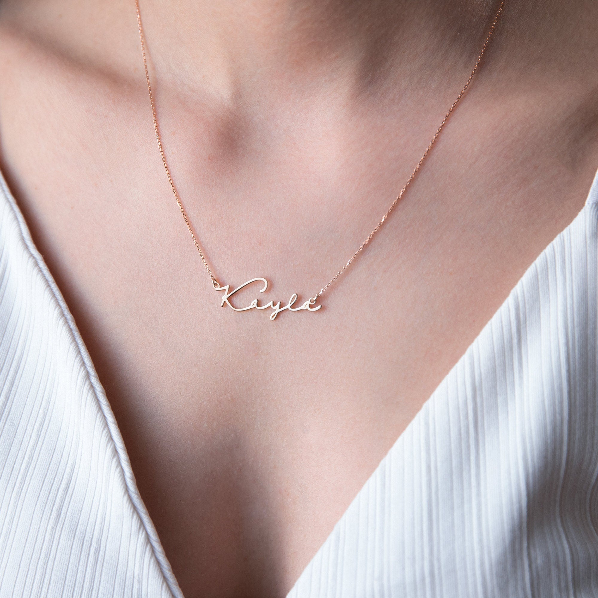 Custom Name Necklace, Sterling Silver Dainty Signature Necklace