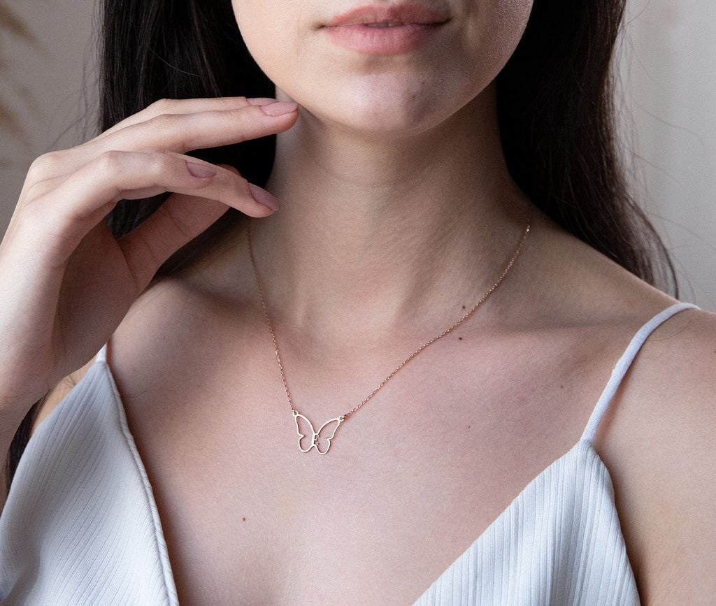 Personalized Butterfly Necklace, Sterling Silver Birthstone Gift