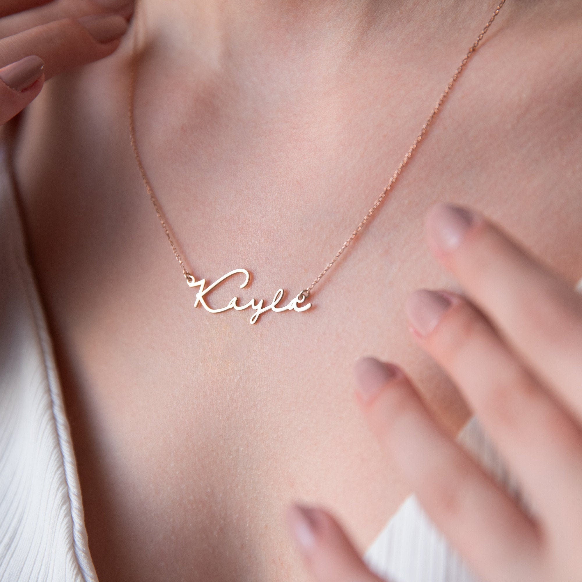 Custom Name Necklace, Sterling Silver Dainty Signature Necklace