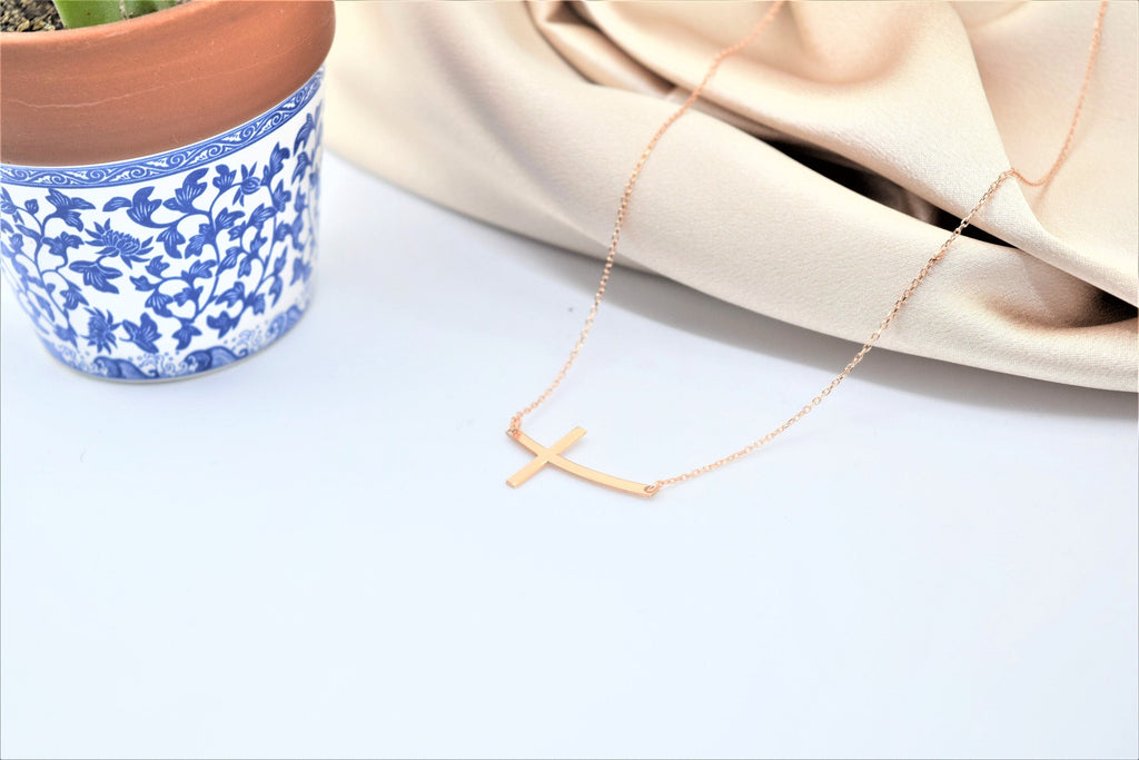 Sterling Silver Cross Necklace, Dainty Minimalist Design For Her