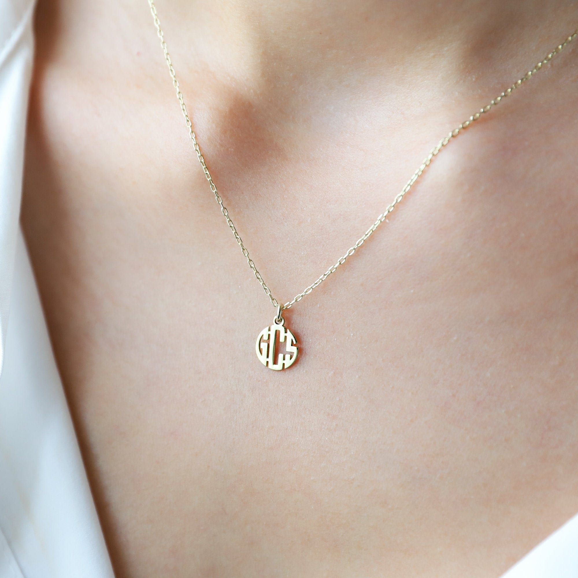 Personalized Monogram Necklace, Sterling Silver Dainty Necklace