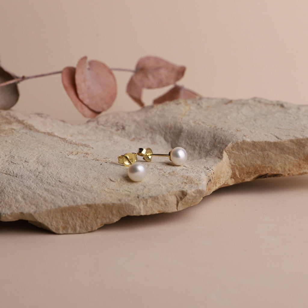 Pearl Stud Earrings, Sterling Silver Freshwater Pearl Earrings