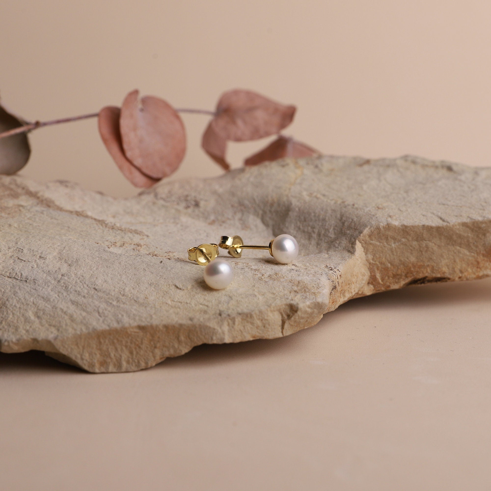 Pearl Stud Earrings, Sterling Silver Freshwater Pearl Earrings