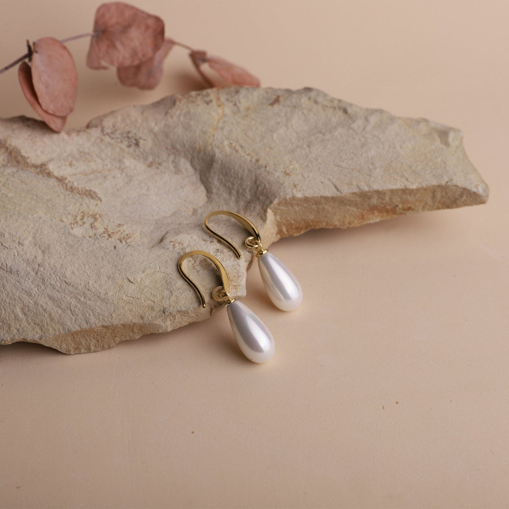 Mother Of Pearl Earrings, 925 Sterling Silver Drop Earrings
