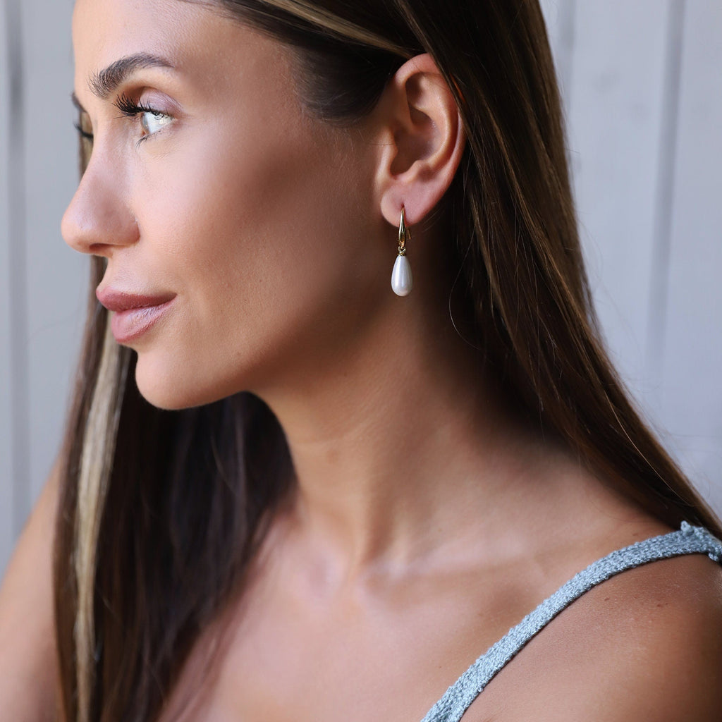 Mother Of Pearl Earrings, 925 Sterling Silver Drop Earrings