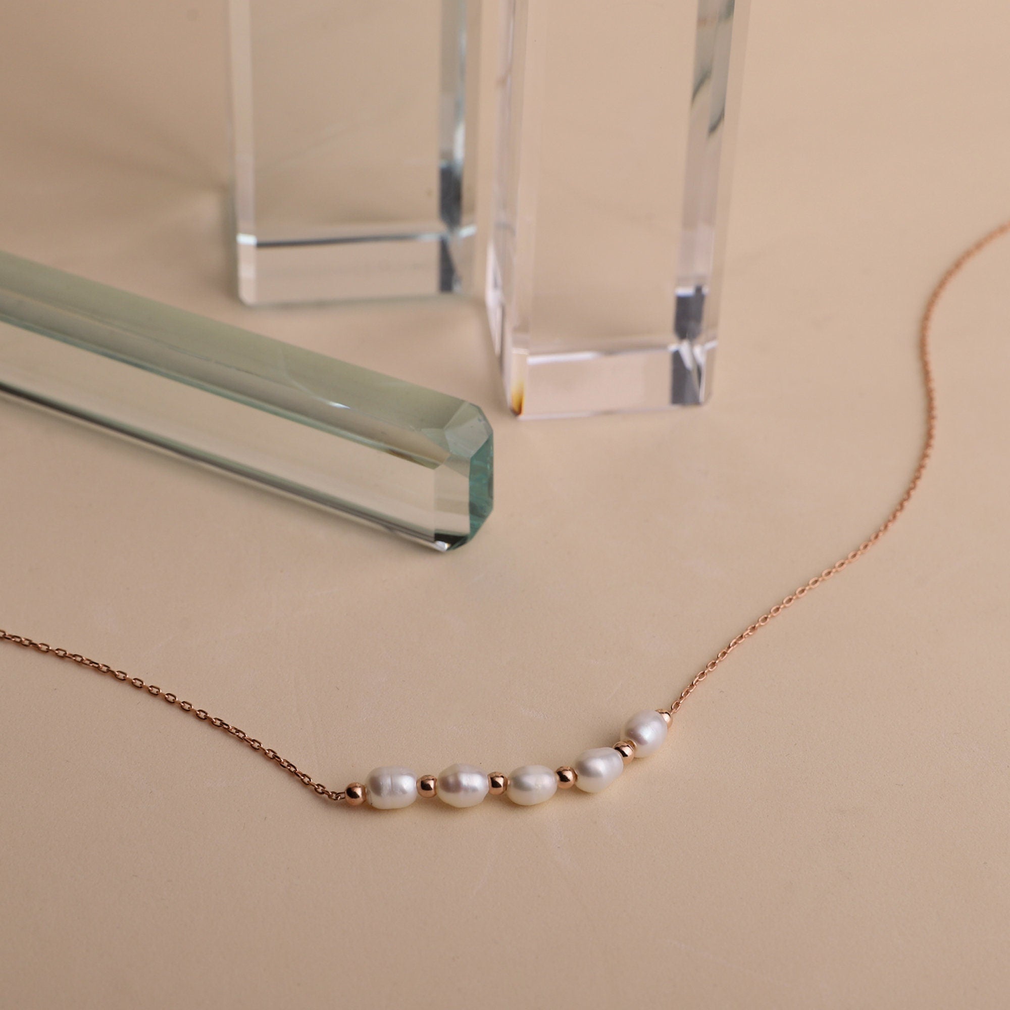 Freshwater Pearl Necklace, Dainty Oval Beads In Sterling Silver
