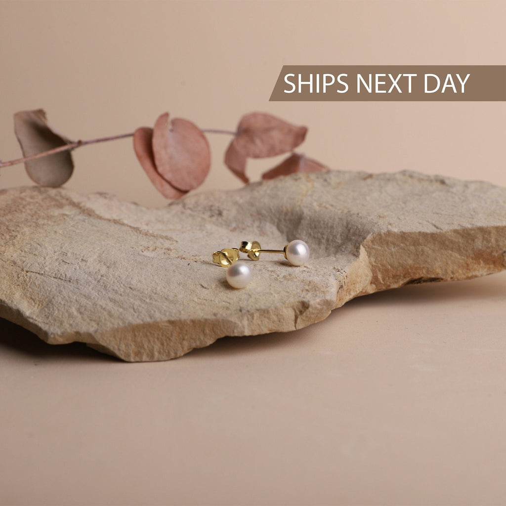 Pearl Stud Earrings, Sterling Silver Freshwater Pearl Earrings