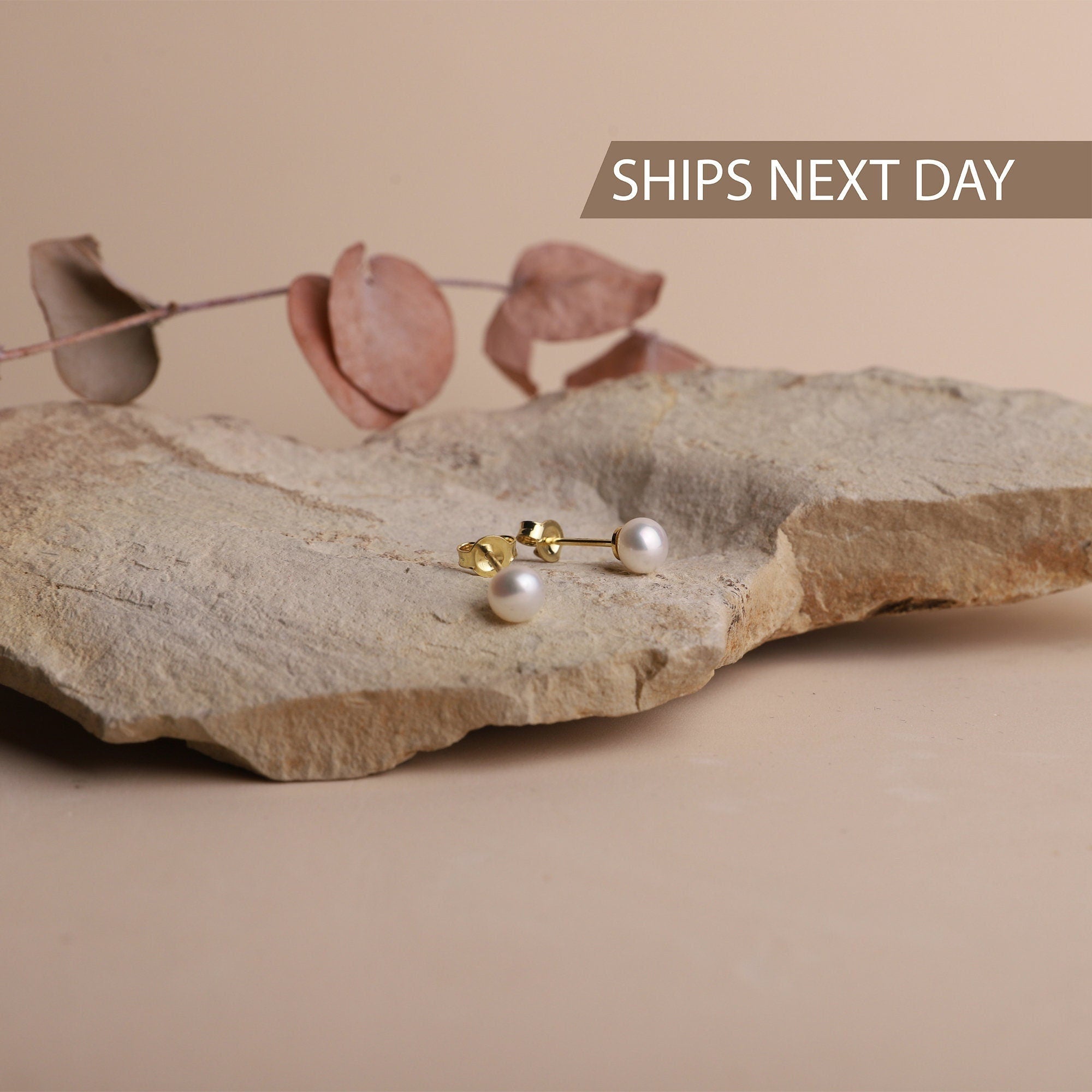 Pearl Stud Earrings, Sterling Silver Freshwater Pearl Earrings