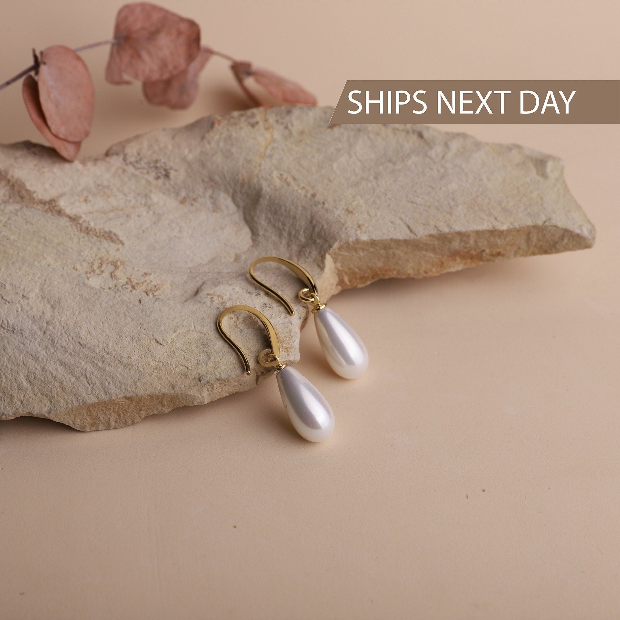Mother Of Pearl Earrings, 925 Sterling Silver Drop Earrings