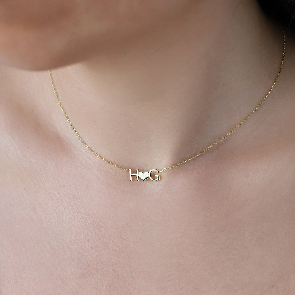 Heart Initial Birthstone Necklace, Sterling Silver Necklace