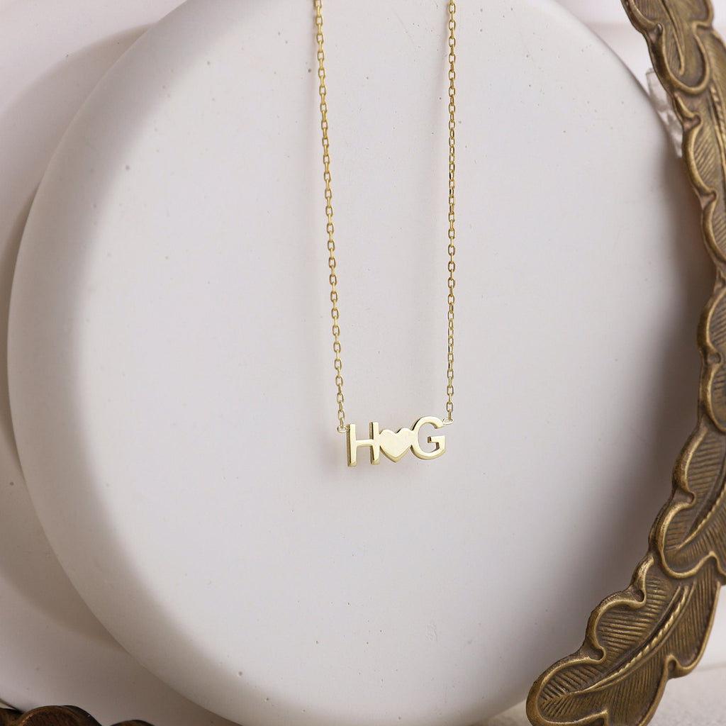 Heart Initial Birthstone Necklace, Sterling Silver Necklace