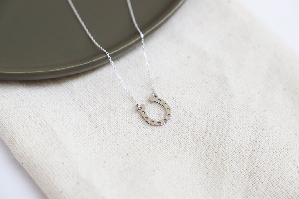 tiny horseshoe necklace, 925 Sterling Silver Lucky Pendant