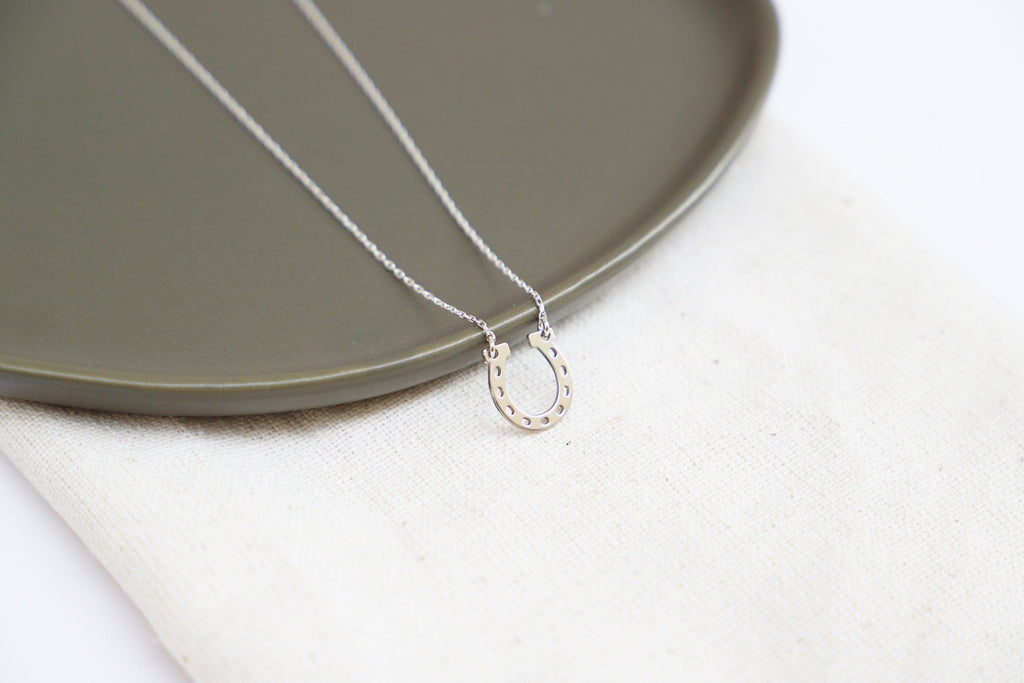 tiny horseshoe necklace, 925 Sterling Silver Lucky Pendant