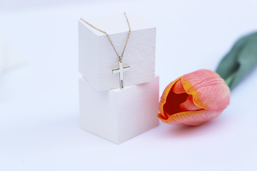 Custom Gold Cross Necklace, Sterling Silver Dainty Cross Pendant