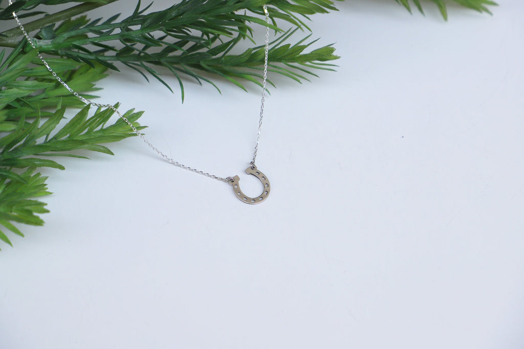 tiny horseshoe necklace, 925 Sterling Silver Lucky Pendant