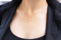 Custom Gold Cross Necklace, Sterling Silver Dainty Cross Pendant