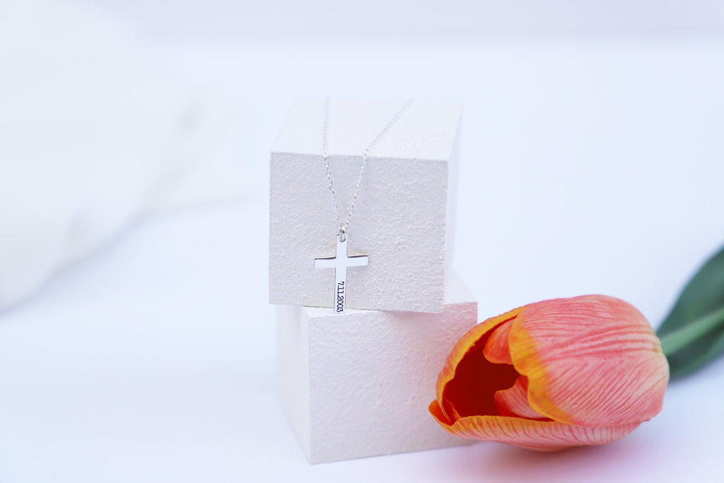 Custom Gold Cross Necklace, Sterling Silver Dainty Cross Pendant