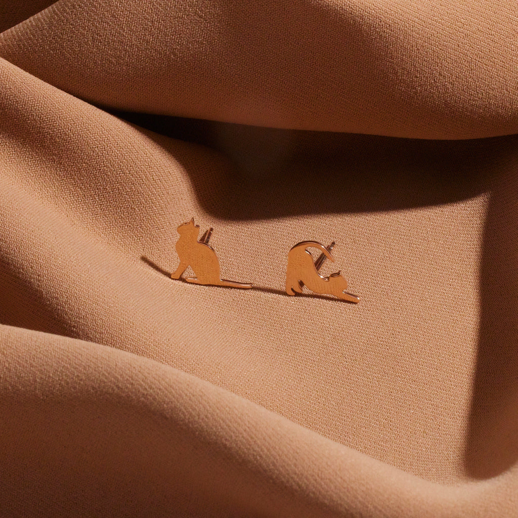 Sterling Silver Cat Earrings, 925 Sterling Silver Studs, Gift Box