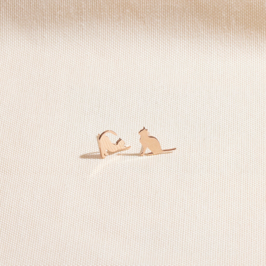 Sterling Silver Cat Earrings, 925 Sterling Silver Studs, Gift Box