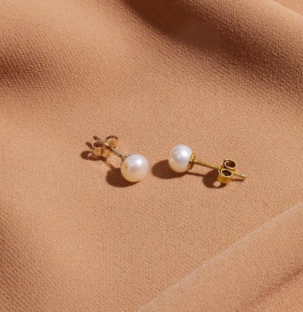 Pearl Stud Earrings, Sterling Silver Freshwater Pearl Earrings