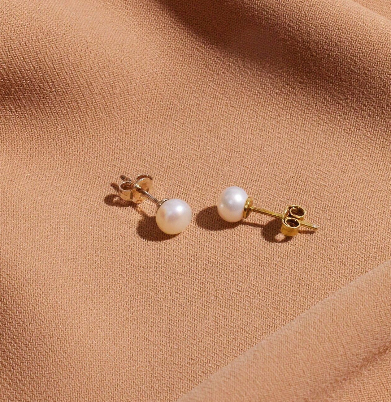 Pearl Stud Earrings, Sterling Silver Freshwater Pearl Earrings