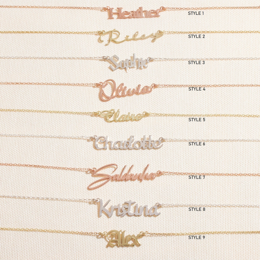 Custom Gold Name Necklace, 14K Gold Filled, Autumn Font