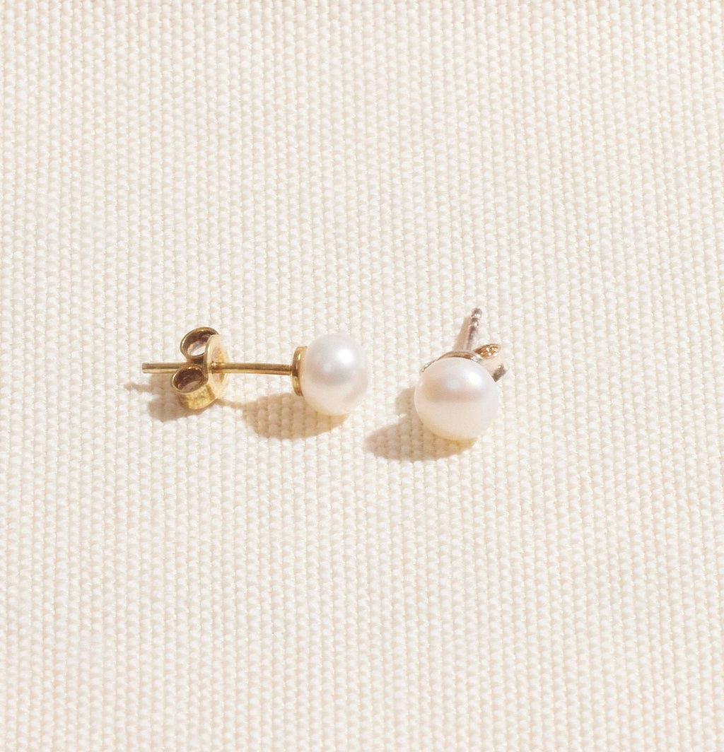 Pearl Stud Earrings, Sterling Silver Freshwater Pearl Earrings