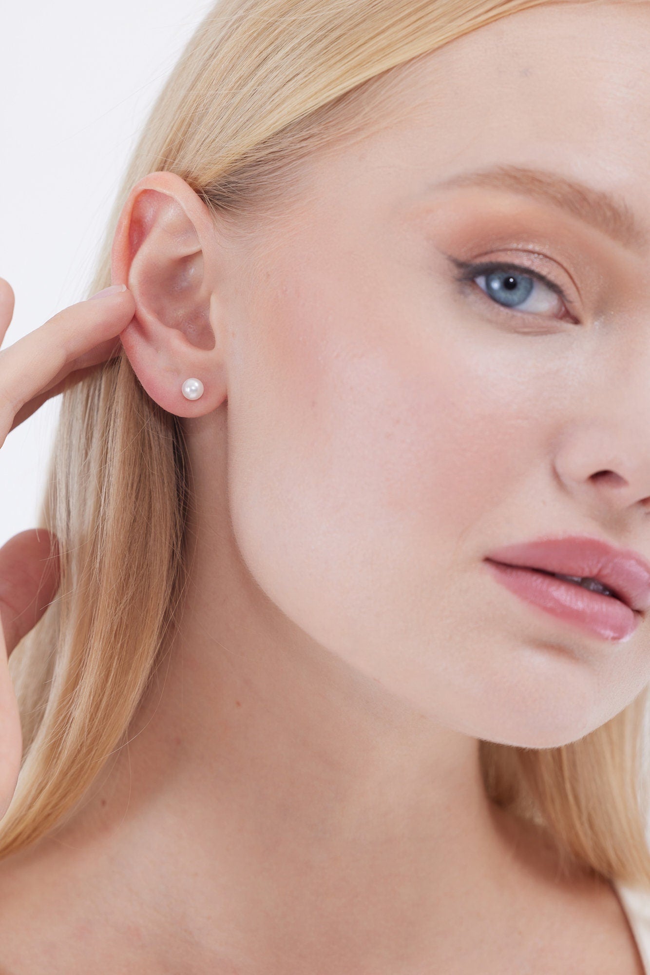 Pearl Stud Earrings, Sterling Silver Freshwater Pearl Earrings