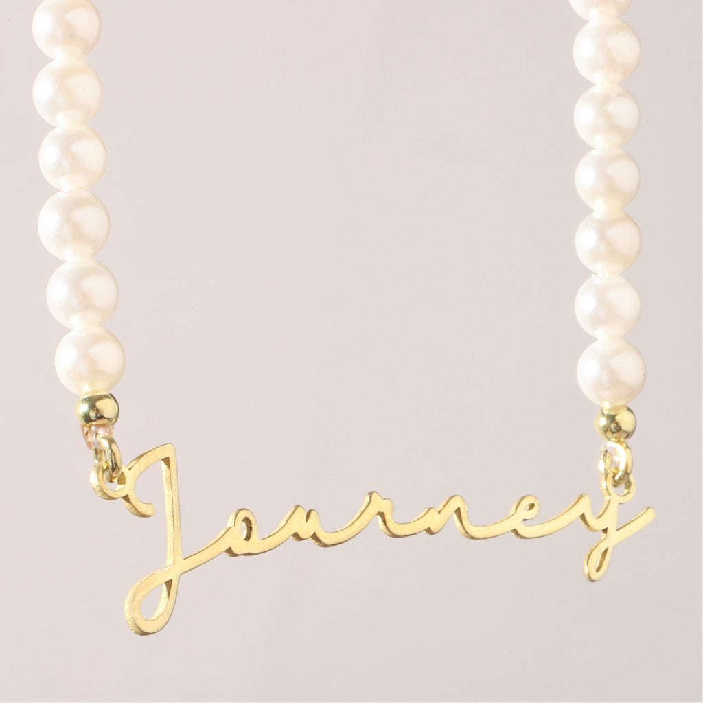 Personalized Pearl Name Necklace, 925 Sterling Silver, Handmade