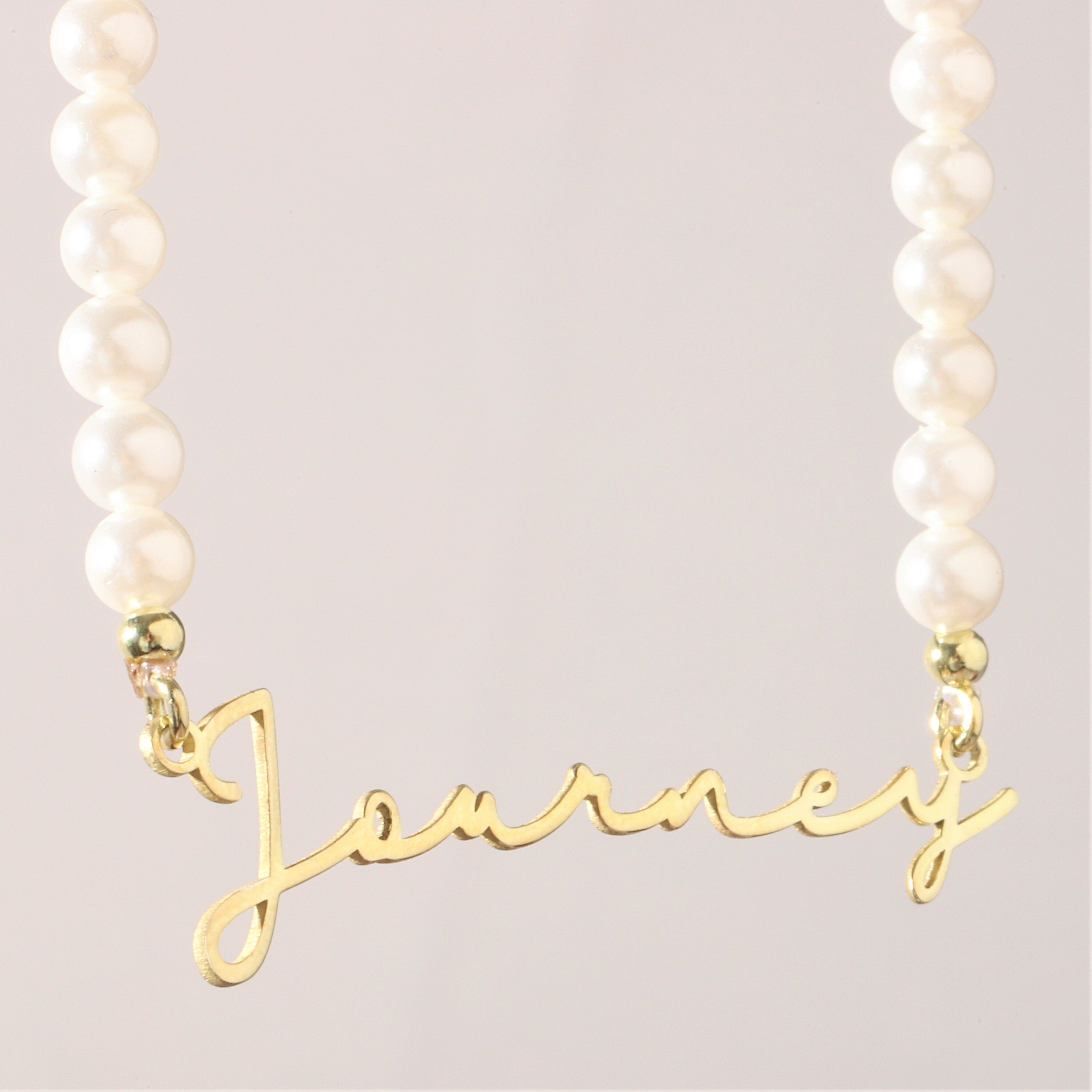 Personalized Pearl Name Necklace, 925 Sterling Silver, Handmade
