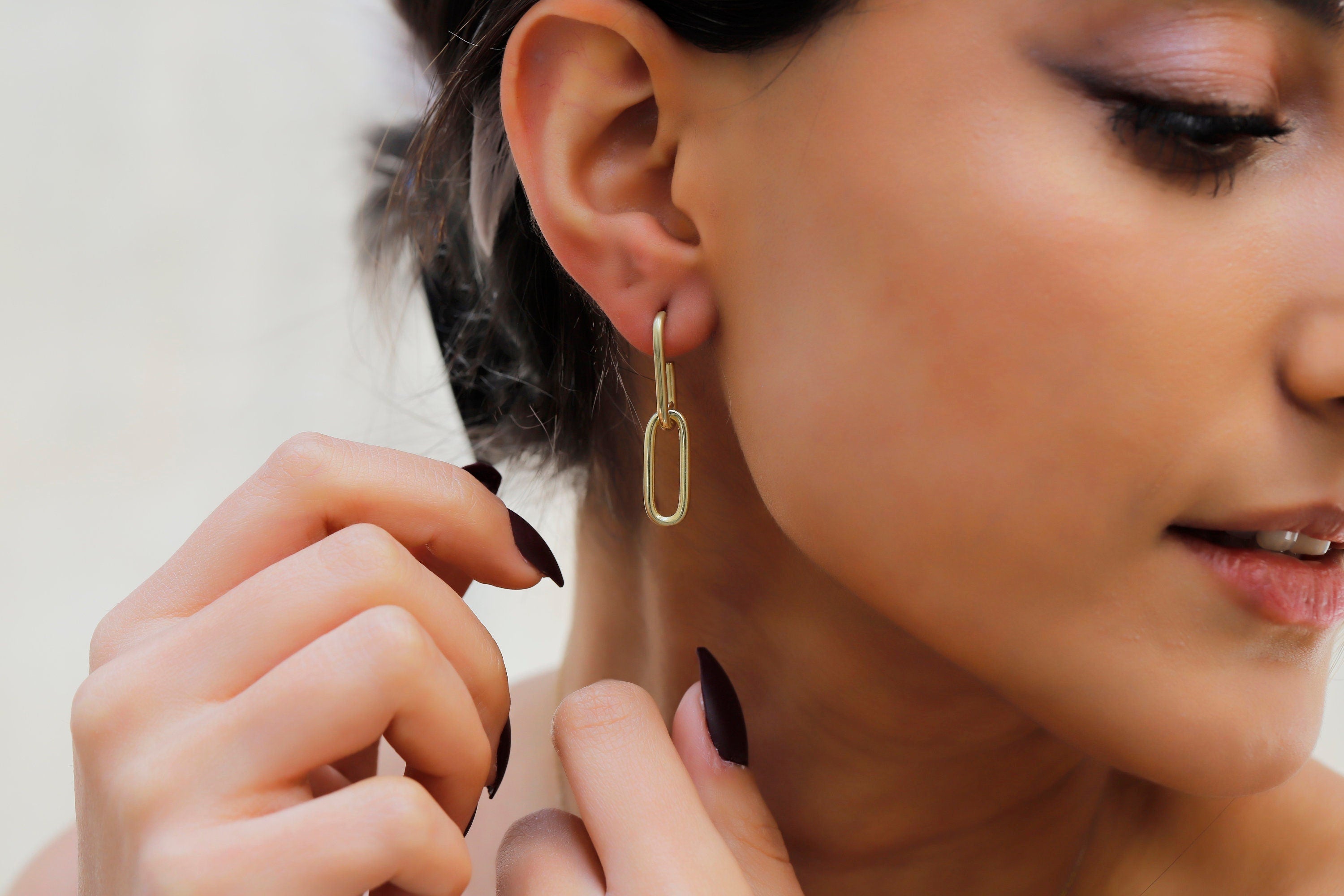 Chunky Link Chain Earrings, Sterling Silver Statement Earrings