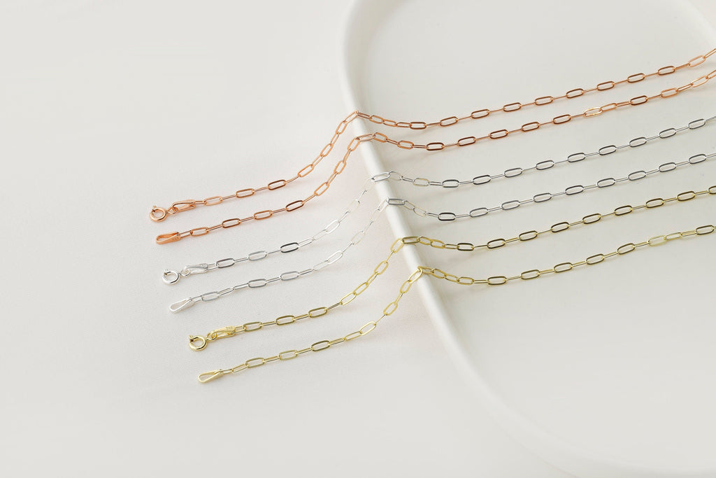 Delicate Gold Choker Necklace, 925 Sterling Silver Link Chain