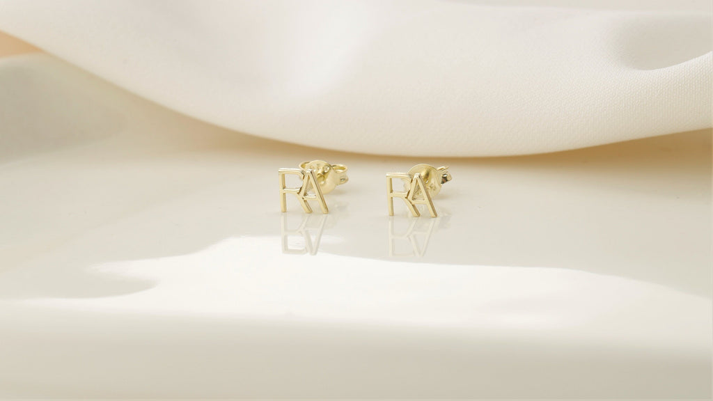 personalized initial earrings, Two Initial Stud Earrings Gift Set
