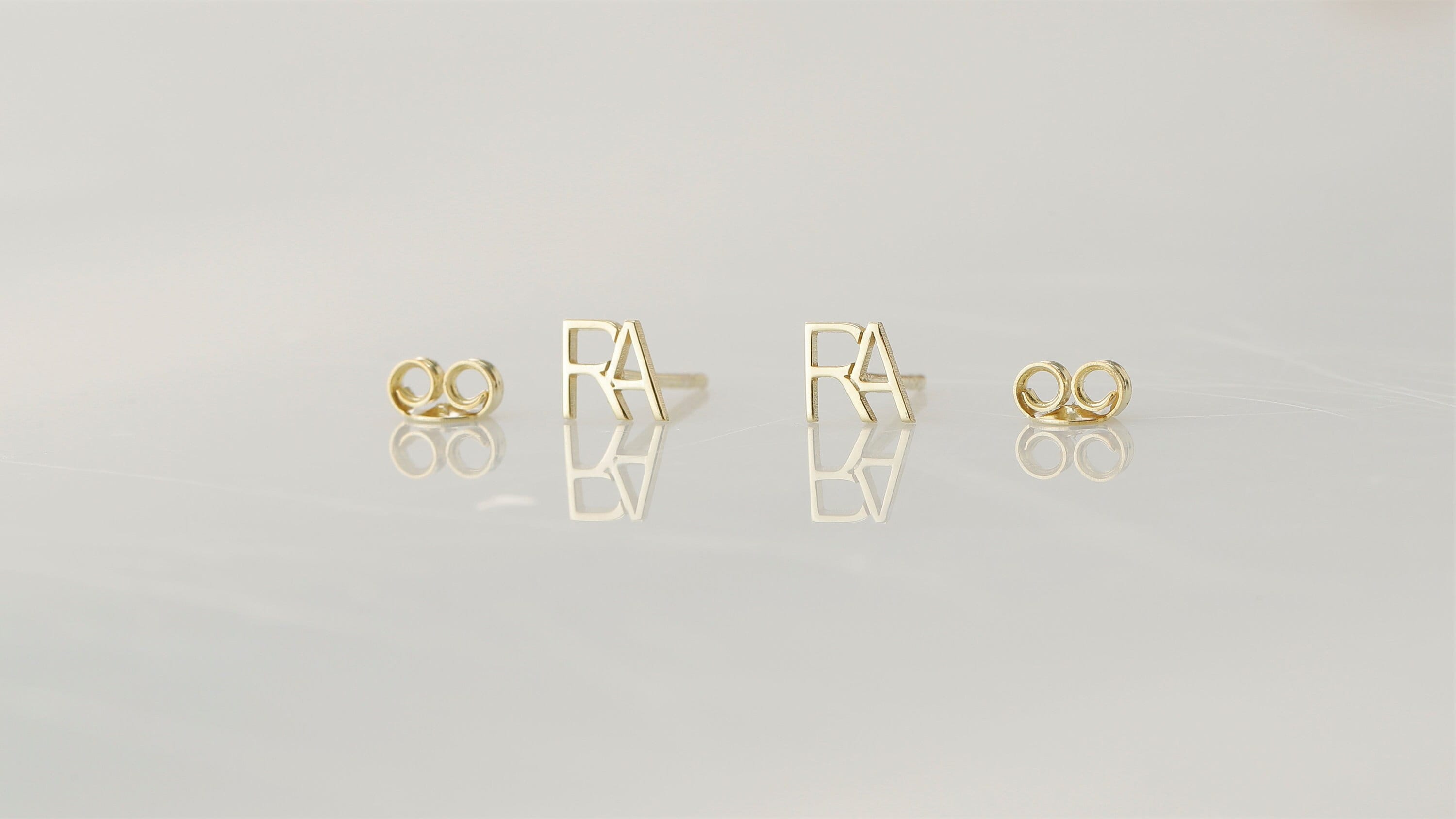 personalized initial earrings, Two Initial Stud Earrings Gift Set