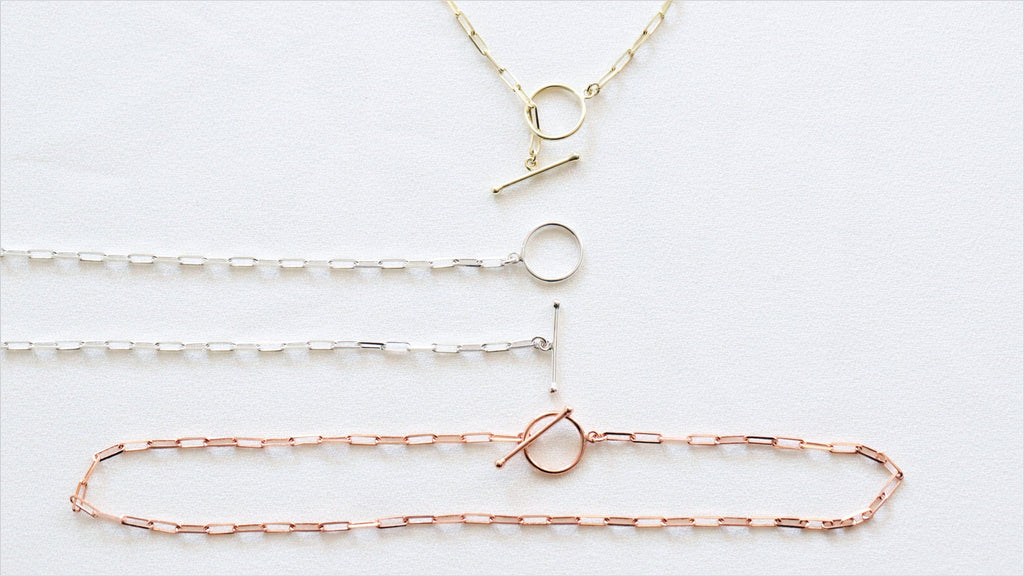 Gold Link Chain Necklace, 14K Gold Filled, Sailor Clasp, 18-Inch