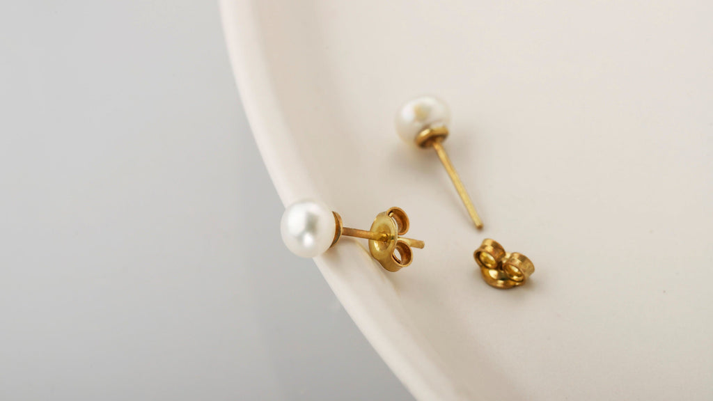 Pearl Stud Earrings, Sterling Silver Freshwater Pearl Earrings