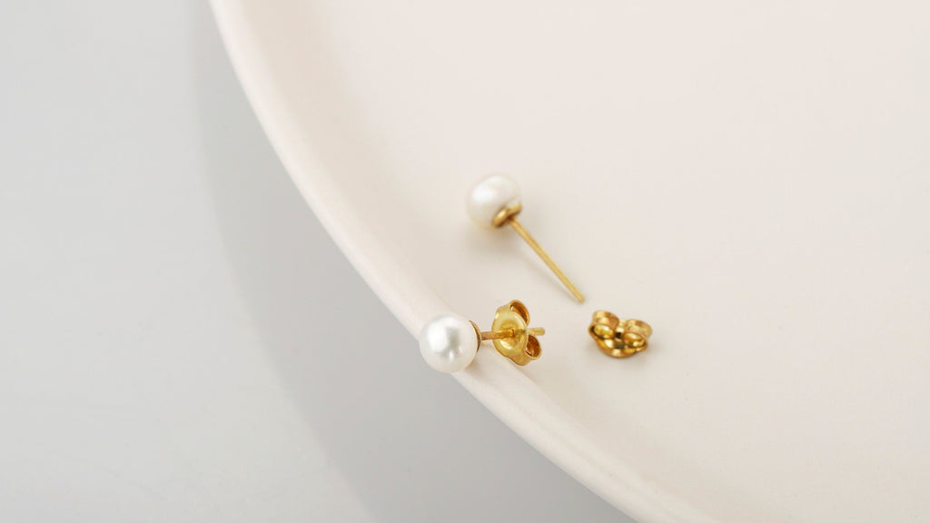 Pearl Stud Earrings, Sterling Silver Freshwater Pearl Earrings