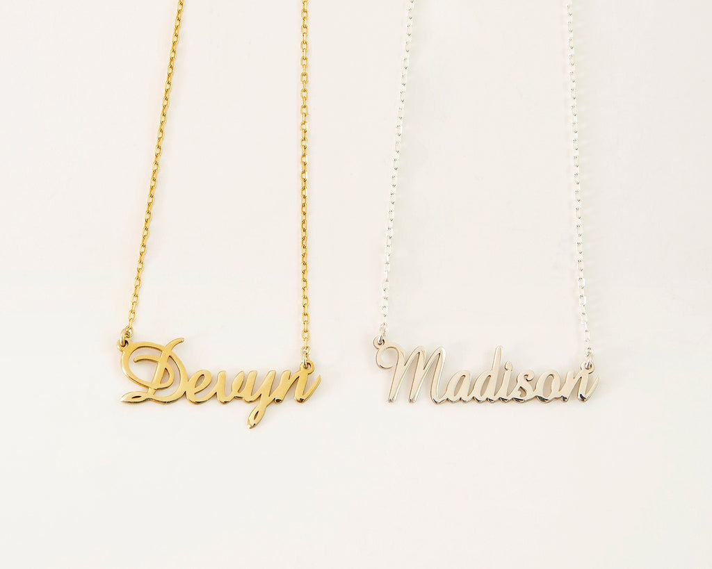Couples Name Necklace, 925 Sterling Silver Handmade Jewelry Gift