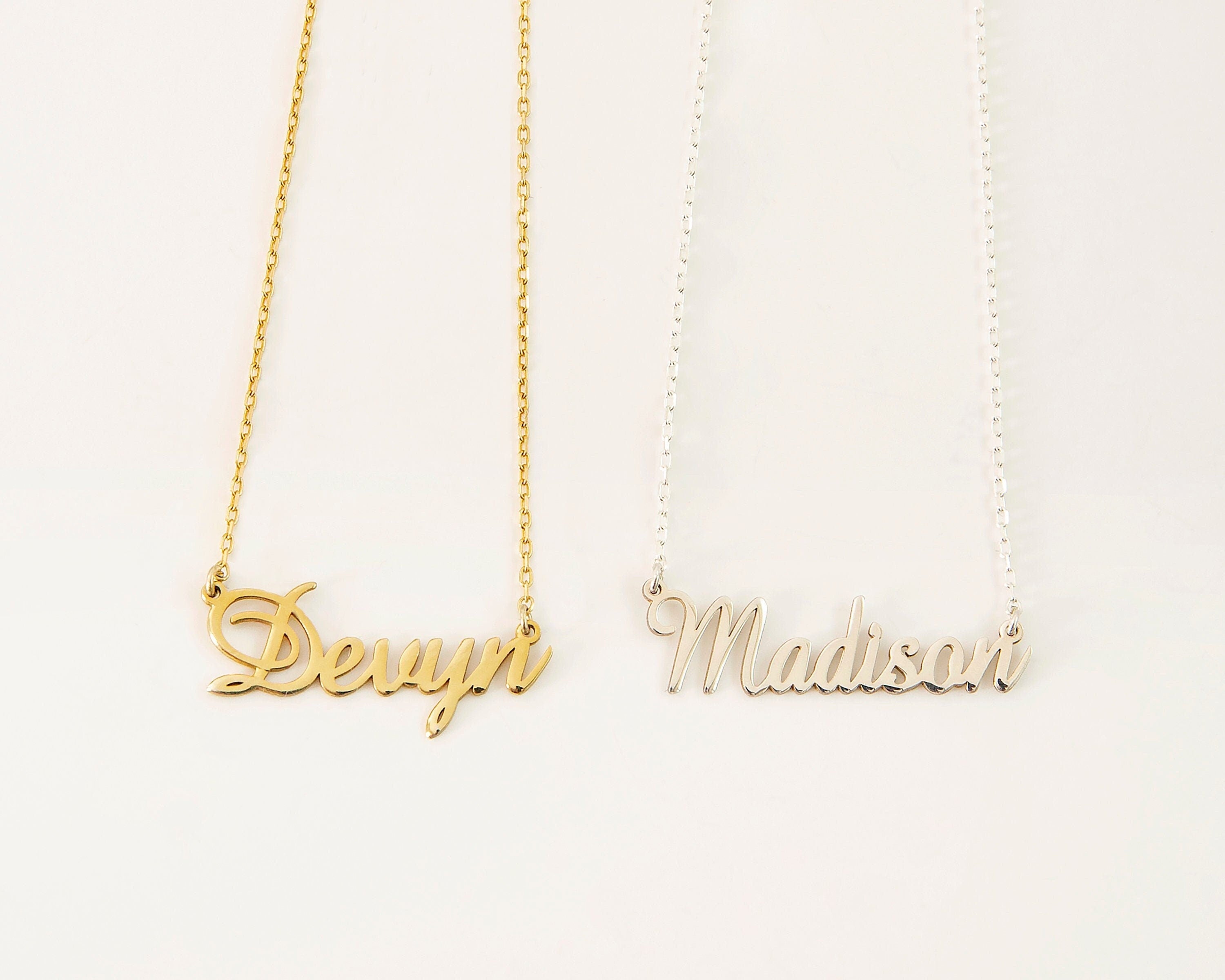 Couples Name Necklace, 925 Sterling Silver Handmade Jewelry Gift