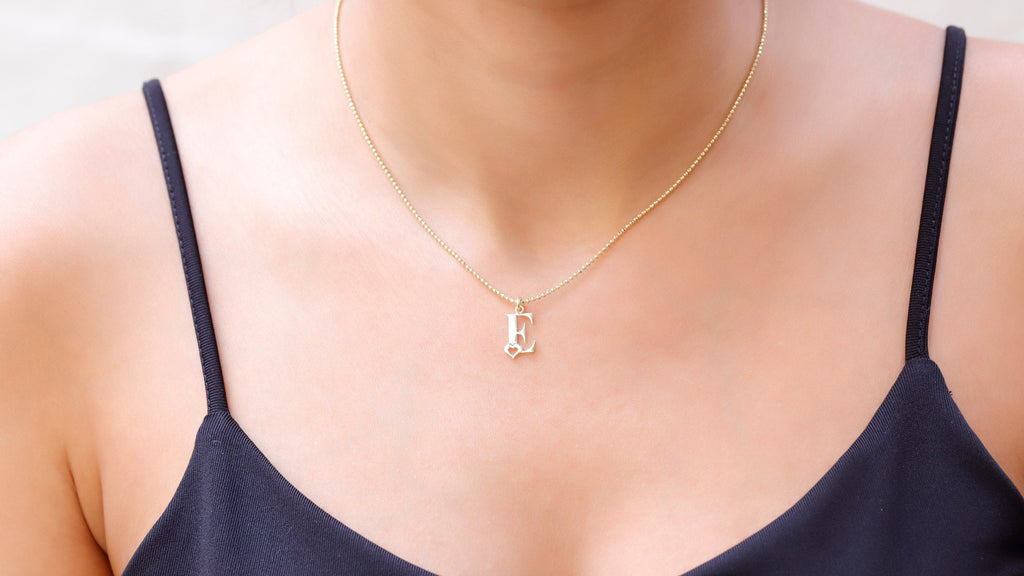 Personalized Initial Necklace, 14K Gold Filled Singapore Ball Chain