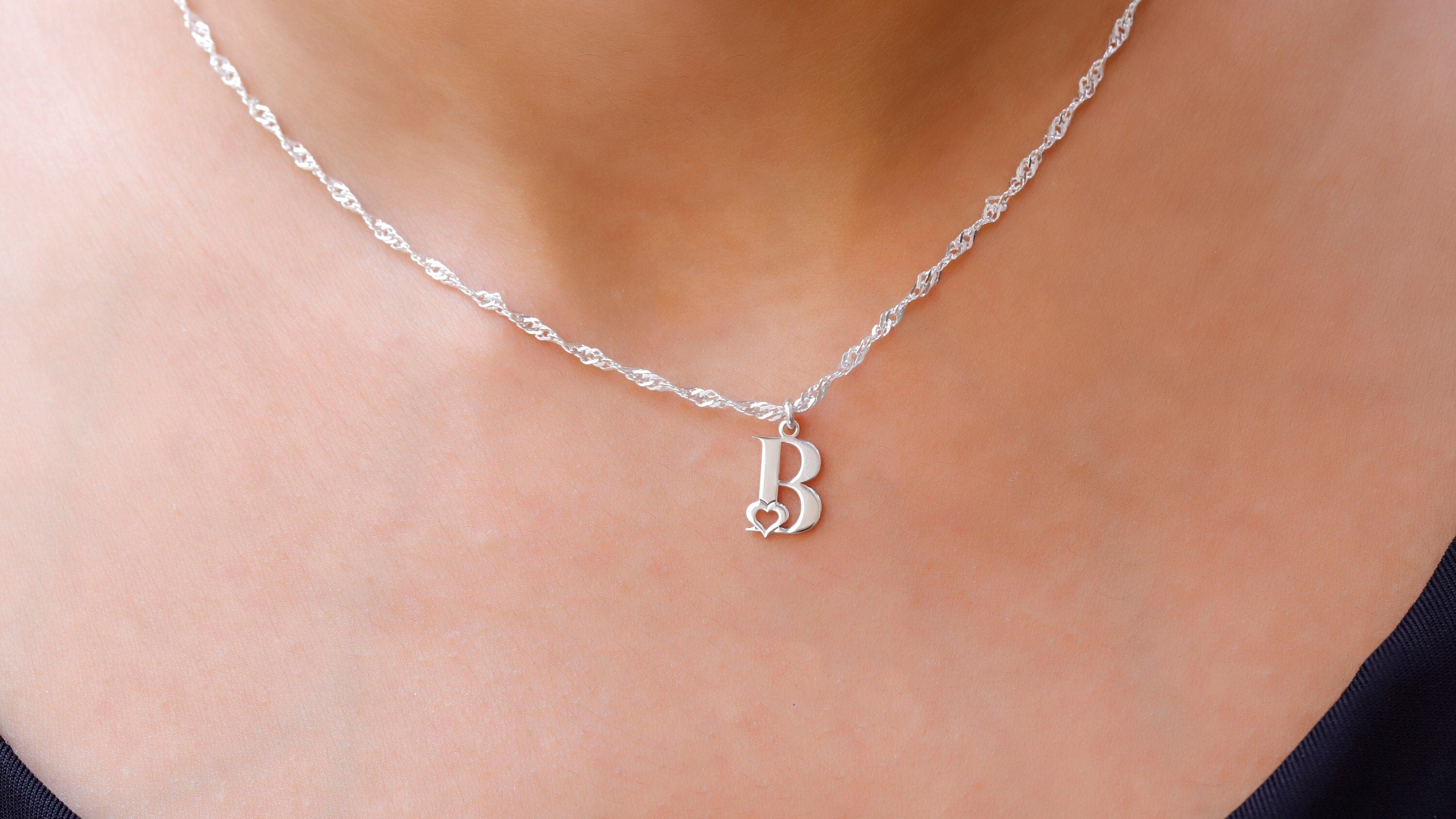 Personalized Initial Necklace, 14K Gold Filled Singapore Ball Chain