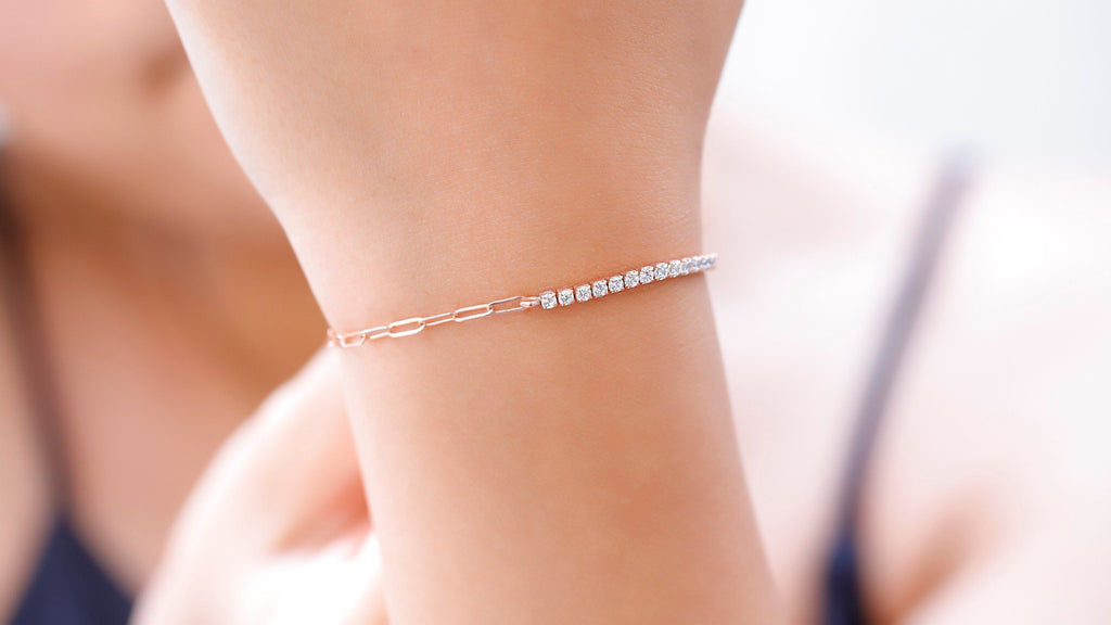 Half Tennis Bracelet, 14K Gold Filled Sterling Silver CZ Bracelet