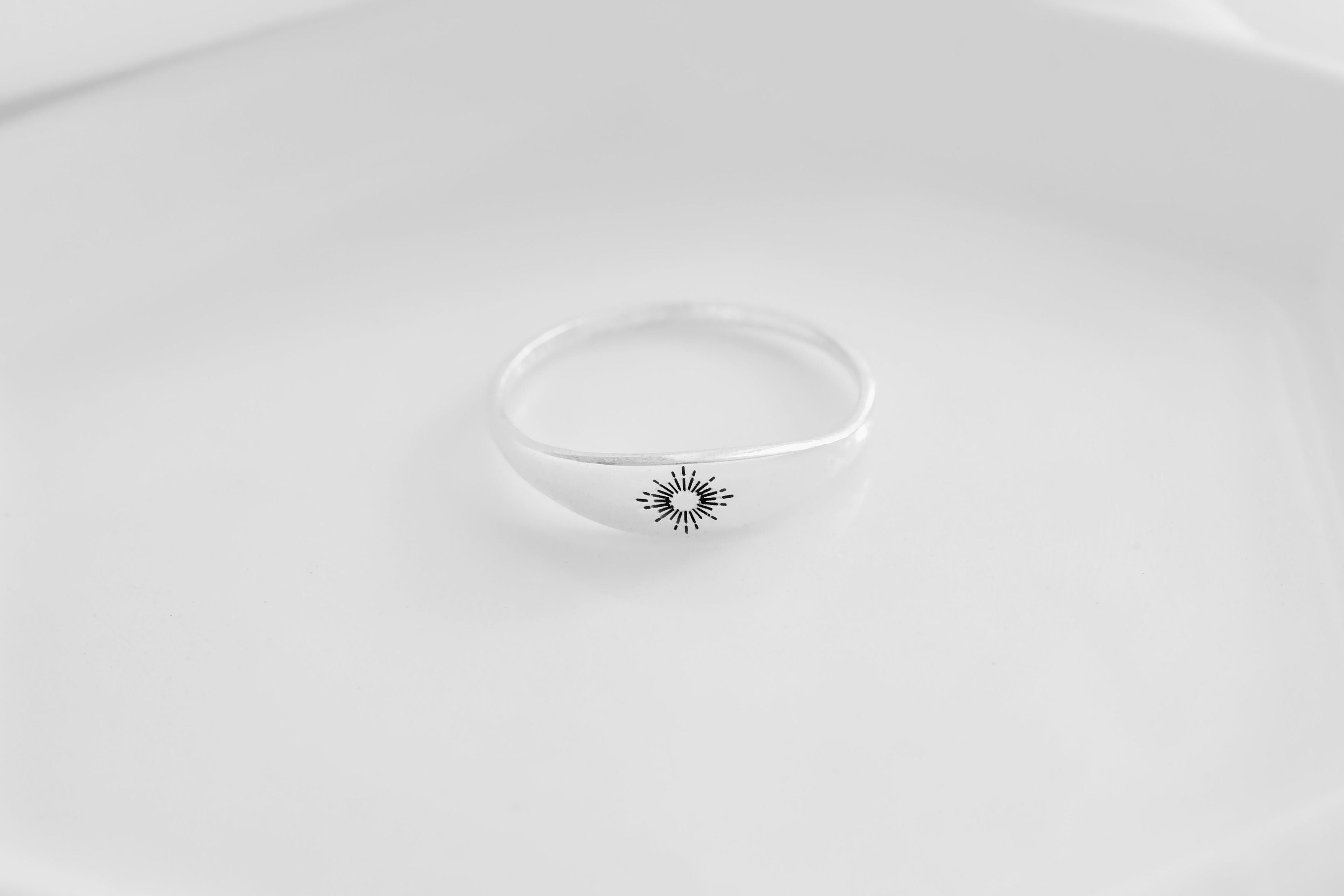 Sterling Silver Sun Ring, Dainty Adjustable Sunrise Band