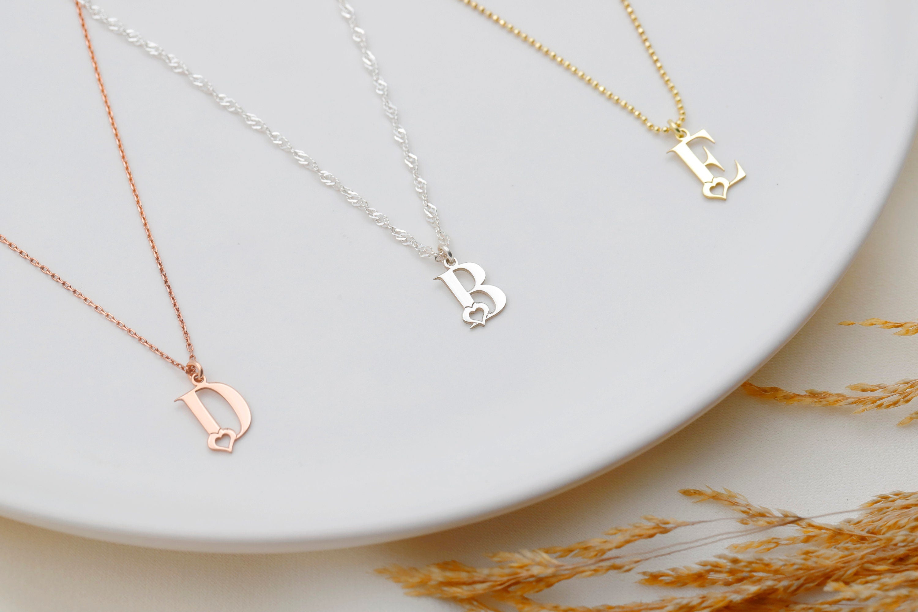 Personalized Initial Necklace, 14K Gold Filled Singapore Ball Chain