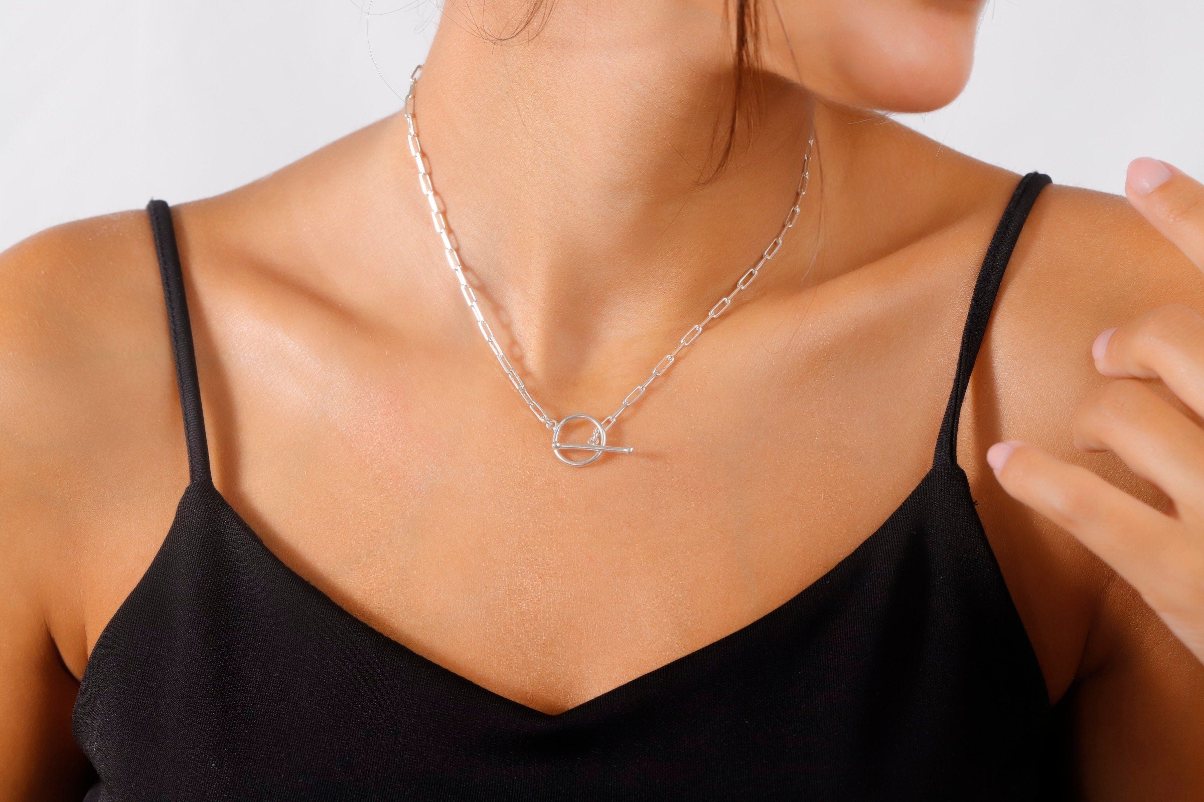 Gold Link Chain Necklace, 14K Gold Filled, Sailor Clasp, 18-Inch