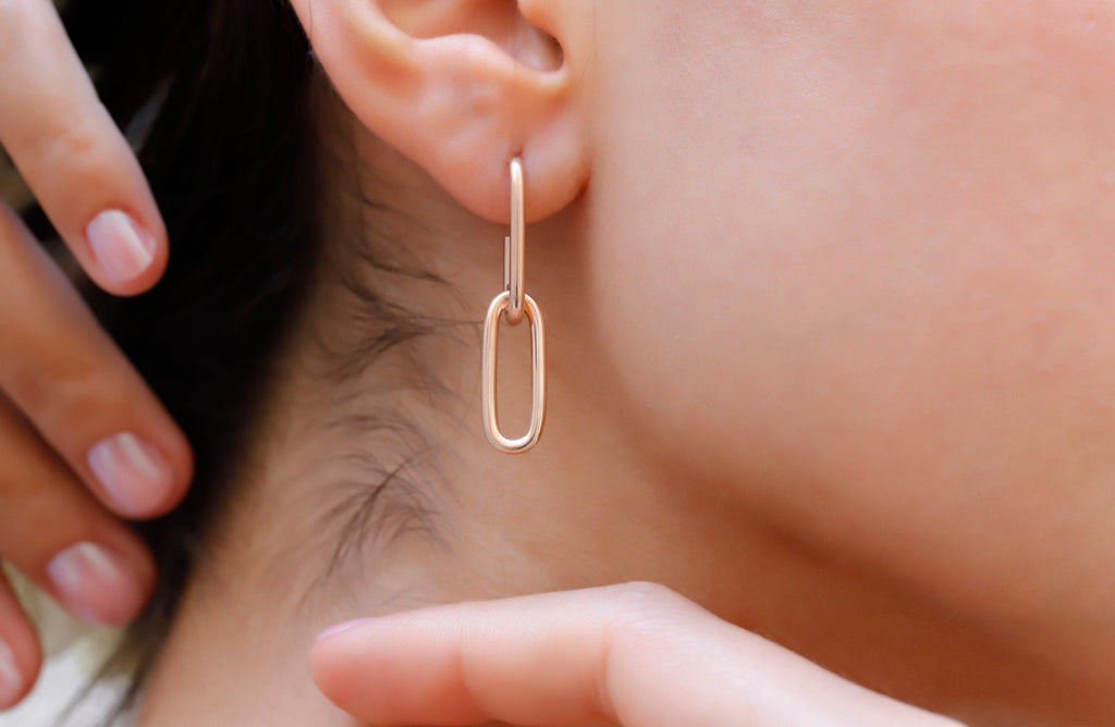 Chunky Link Chain Earrings, Sterling Silver Statement Earrings