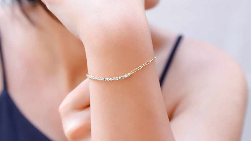 Half Tennis Bracelet, 14K Gold Filled Sterling Silver CZ Bracelet